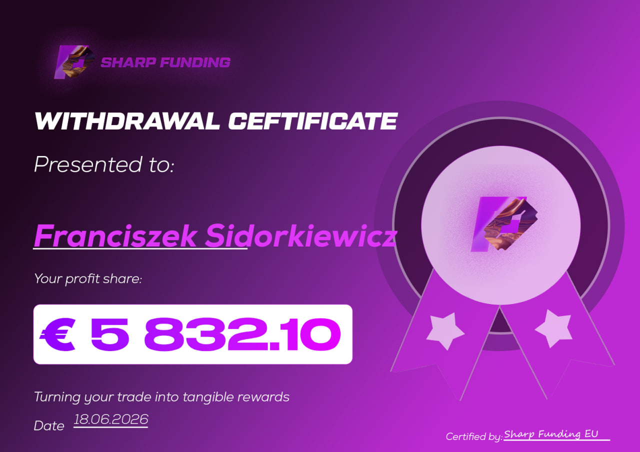 Franciszek Sidorkiewicz — zweryfikowane potwierdzenie wypłaty € 5 832,10 z konta symulowanego