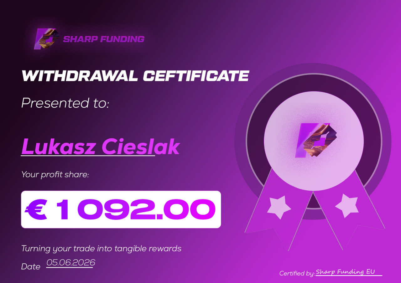 Lukasz Cieslak — zweryfikowane potwierdzenie wypłaty € 1 092,00 z konta symulowanego