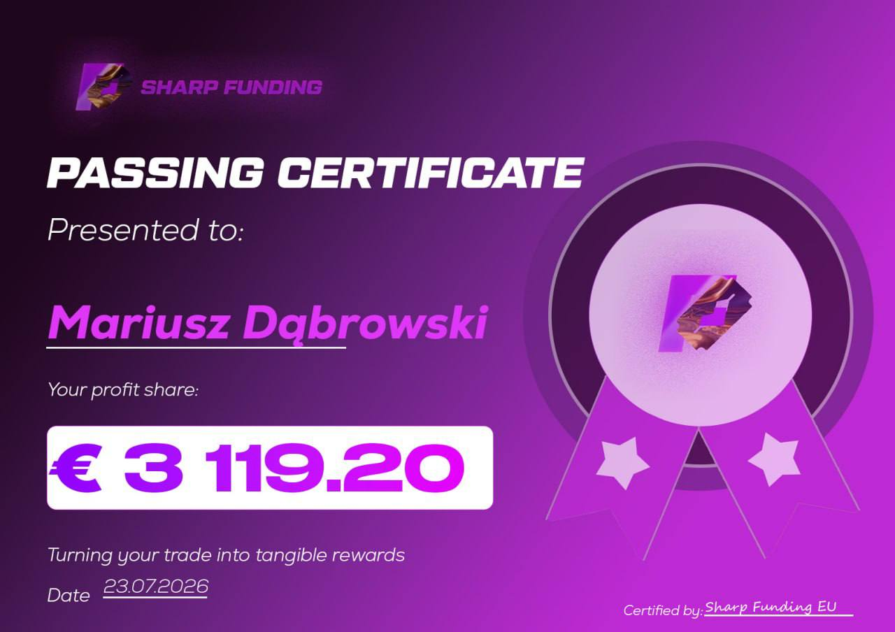Mariusz Dąbrowski — zweryfikowane potwierdzenie wypłaty € 3 119,20 z konta symulowanego